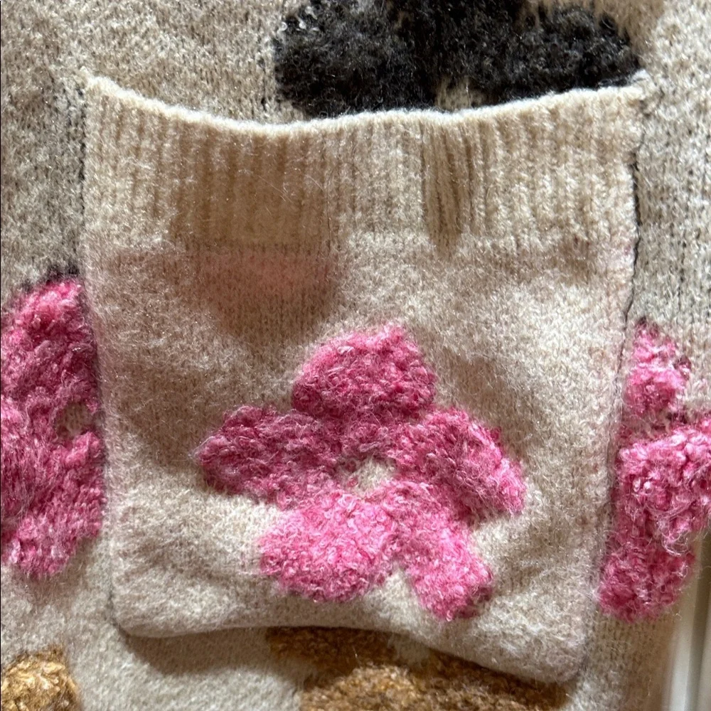 BiBi Fuzzy Textured Relaxed Cozy Cardigan in Cream, Pink, Grey -NWOT-Sz XL - Picture 3 of 9